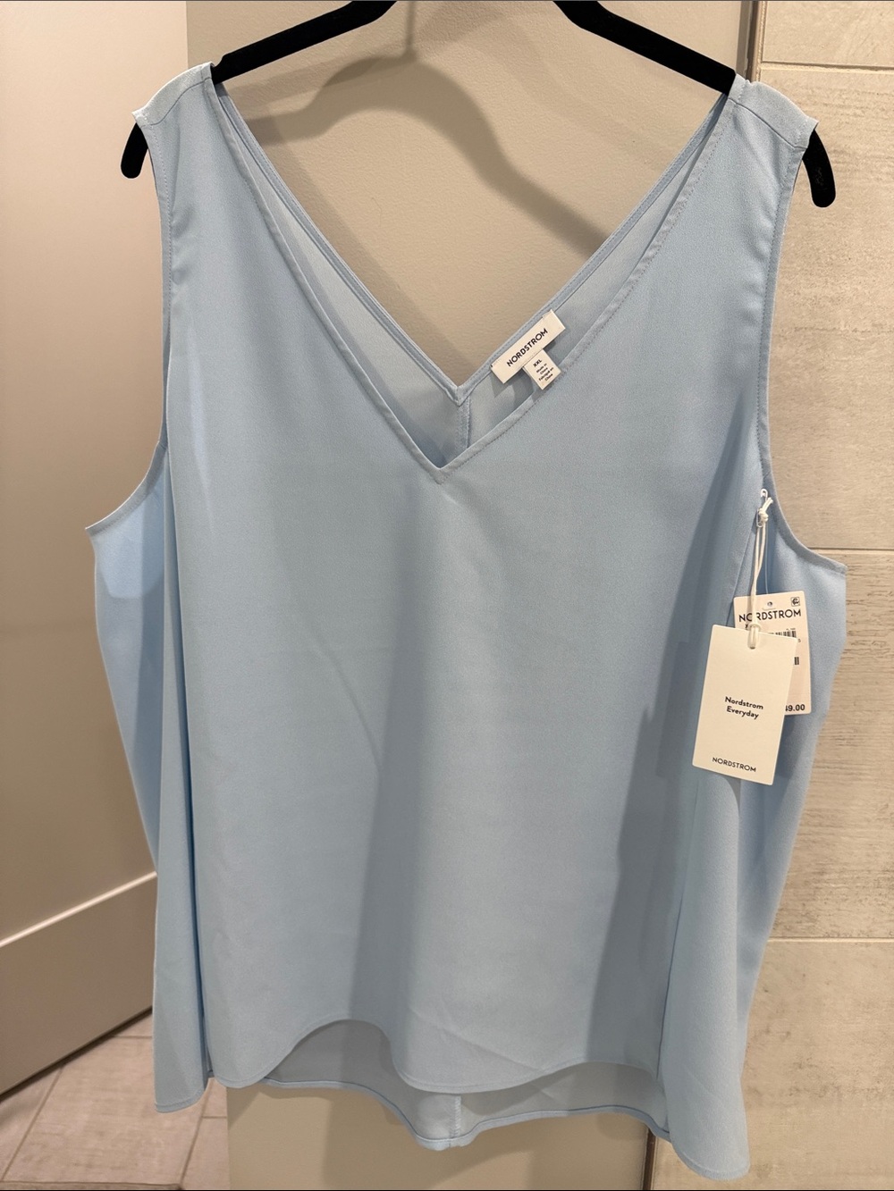 Nordstrom Light Blue V-Neck Sleeveless Tank